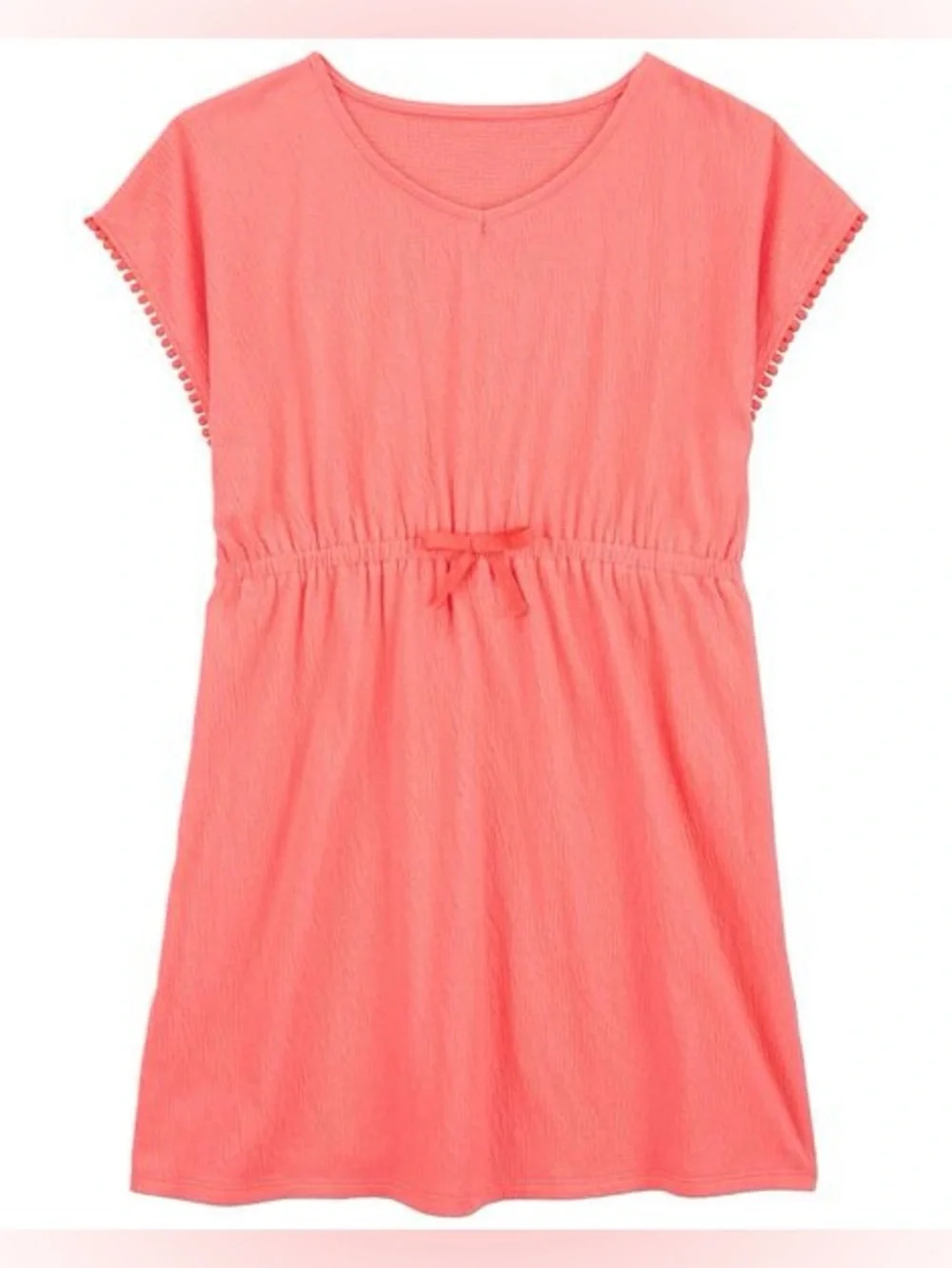 OshKosh B’Gosh Girls Coral Crinkle Jersey Swimsuit Cover-Up, Size 8